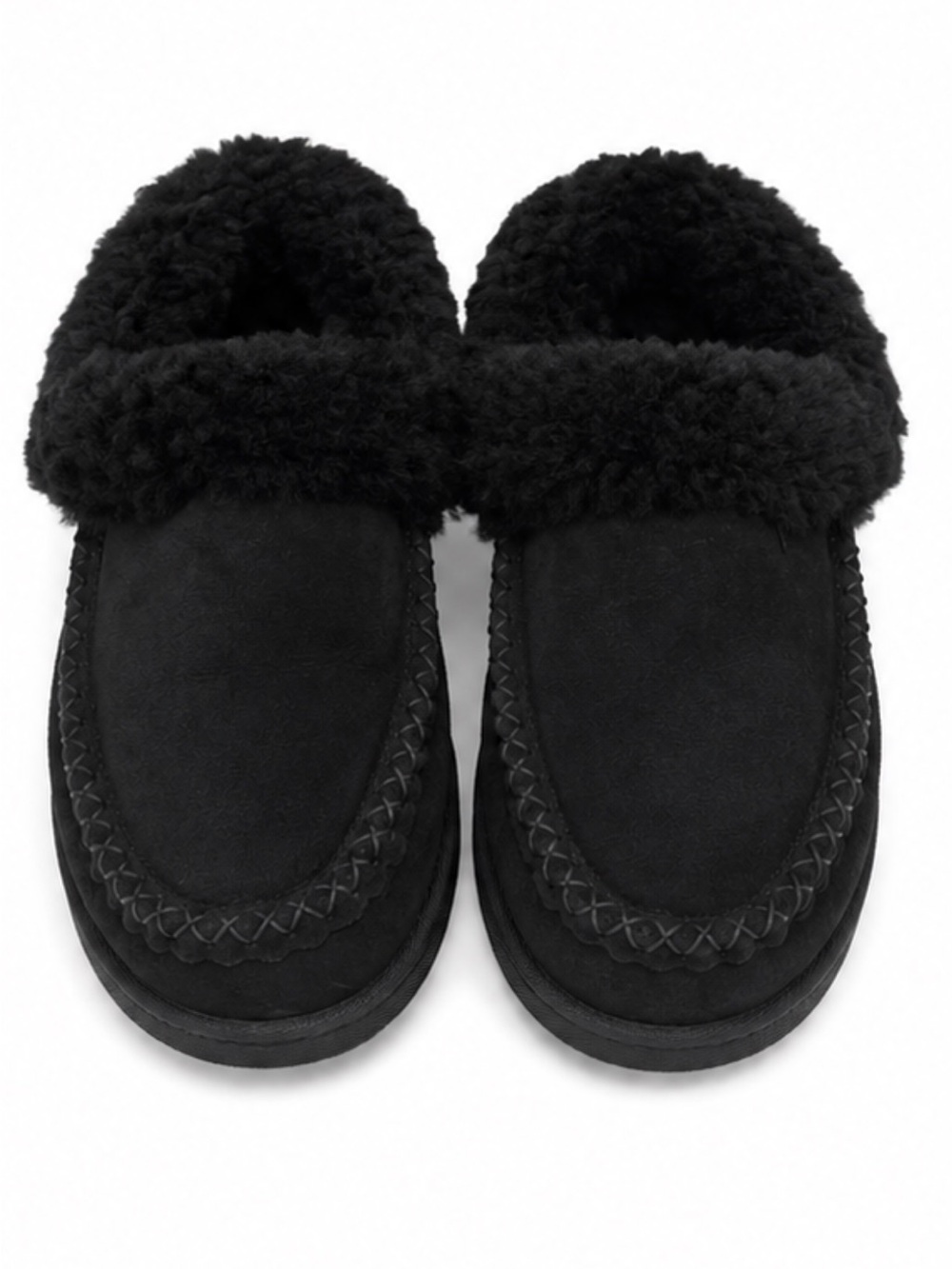 Manitobah Mukluks Cabin Clog Slippers Black Shearling Suede Slip-ons size 7-7.5